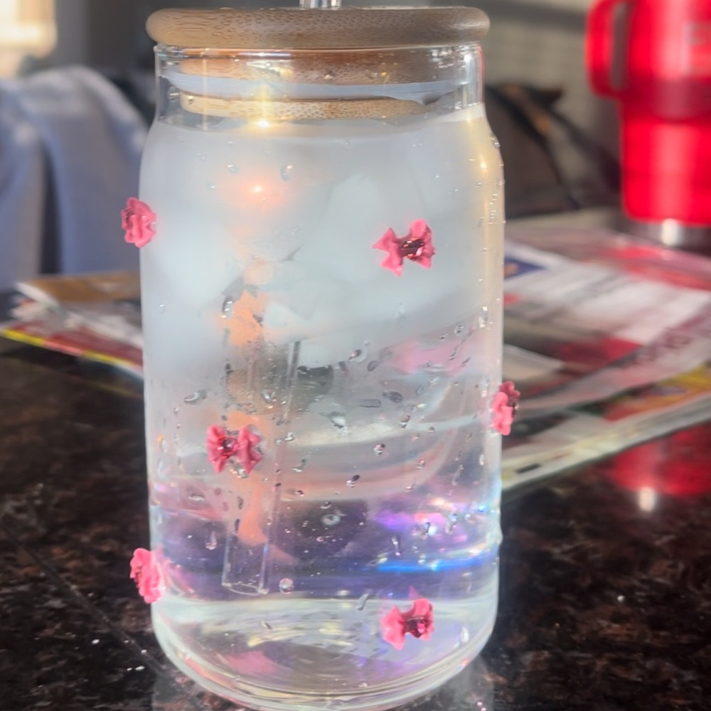 pink glass bow cup 🎀